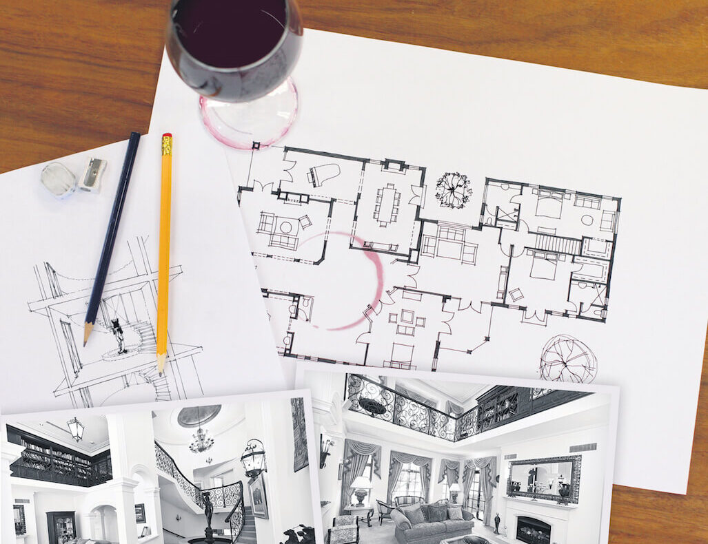 Floorplan with a wine glass